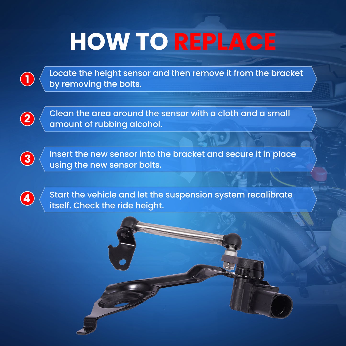 MOCA V10-72-0062 Rear Left Ride Leveling Height Sensor Fit for 2008-2017 Audi A5 Quattro 2.0L & 2008-2017 Audi S5 3.0L & 2009-2015 Audi A4 A4 Quattro 2.0L