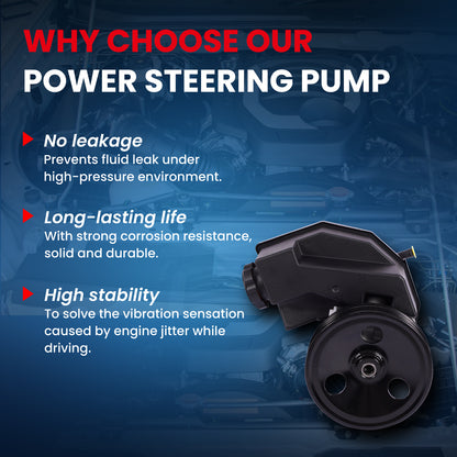 MOCA Power Steering Pump w/ Pulley Fit for 1999-2000 Jeep Grand Cherokee 4.7L & 1999-2004 Jeep Grand Cherokee 4.0L