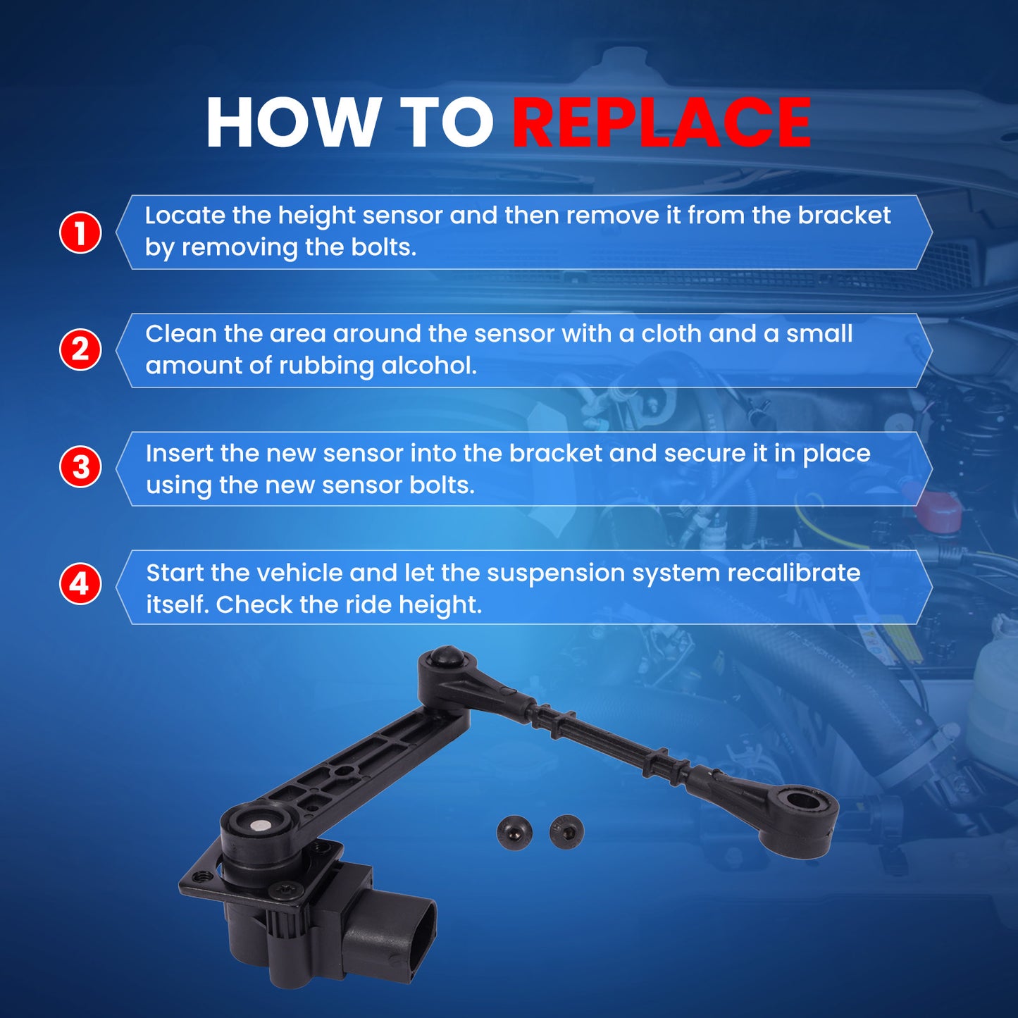 MOCA RH3877 Rear Right Ride Height Level Sensor Fit for 2005-2009 Land Rover LR3 4.0L 4.4L & 2006-2009 Land Rover Range Rover Sport 4.2L 4.4L
