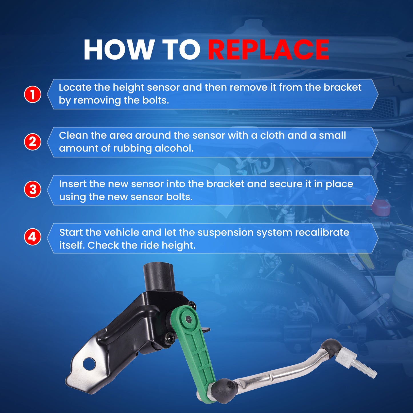 MOCA RH5043 Front Right Ride Leveling Height Sensor Fit for 2009-2016 Audi A4 A4 Quattro 2.0L & 2010-2017 Audi A5 Quattro 2.0L & 2010-2017 Audi S5 3.0L