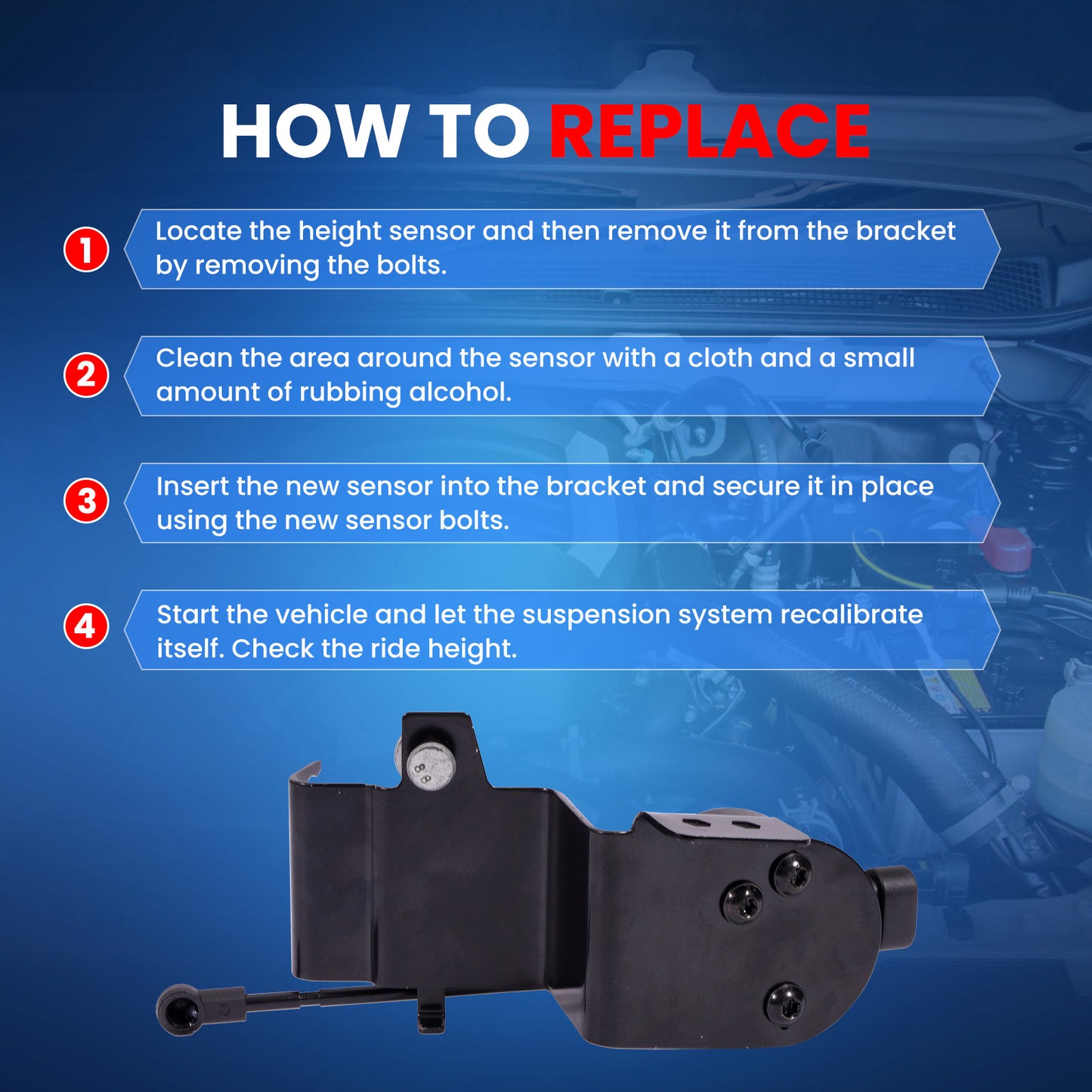 MOCA 924-399 Front Right Ride Leveling Height Sensor Fit for 2006-2011 Cadillac DTS 4.6L & 2006-2011 Buick Lucerne 4.6L & 2006-2008 Buick Lucerne 3.8L