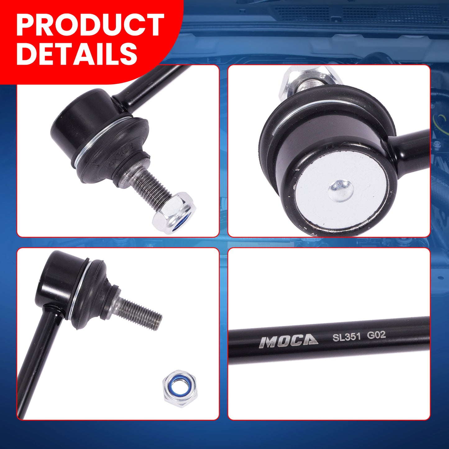 MOCA 2Pcs Front Stabilizer Sway Bar End Link Kit Fit for 2012-2014 Ford Focus L4 2.0L & 2010-2013 Mazda 3 Sport L4 2.0L & 08-14 Volvo XC70 L6 3.2L