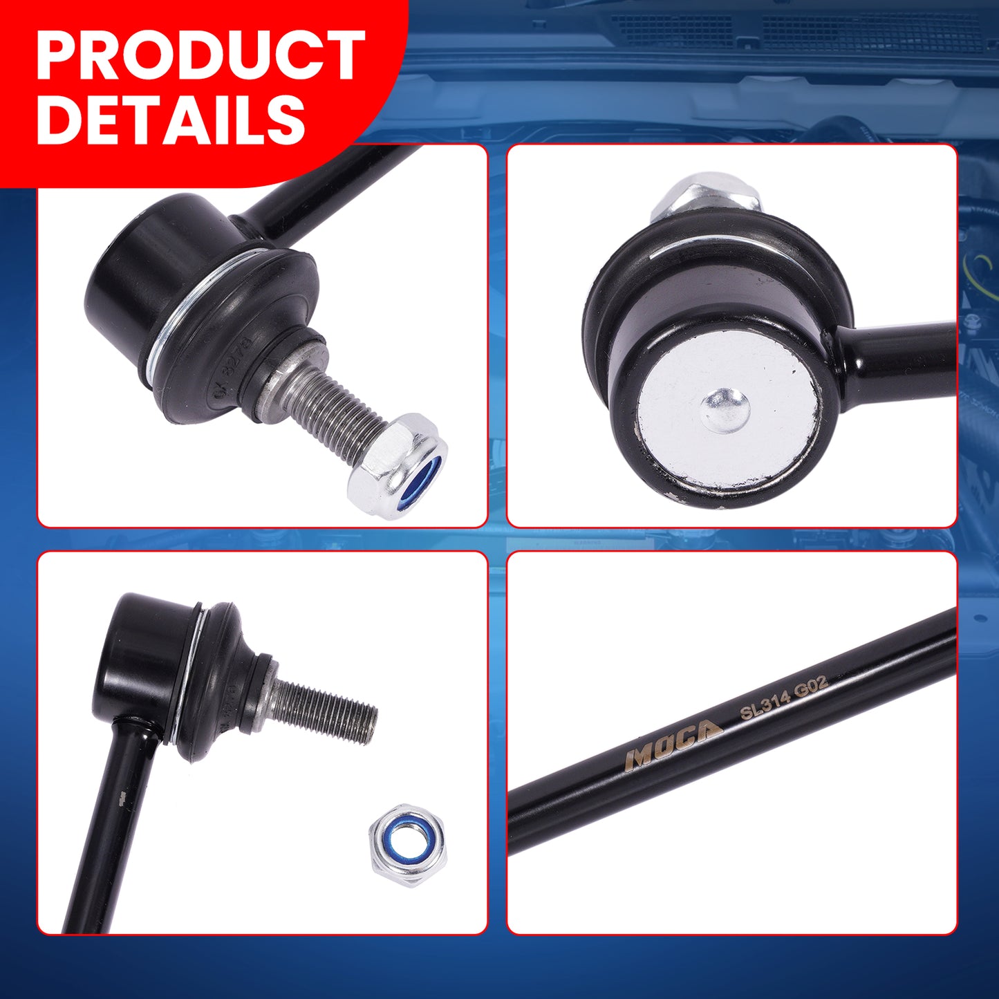 Kit de 2 barras estabilizadoras delanteras MOCA para Ford Escape L4 2.3L (2005-2008) y Mazda 6 L4 2.5L (2014-2019) y Mercury Mariner L4 3.0L (2005-2011)