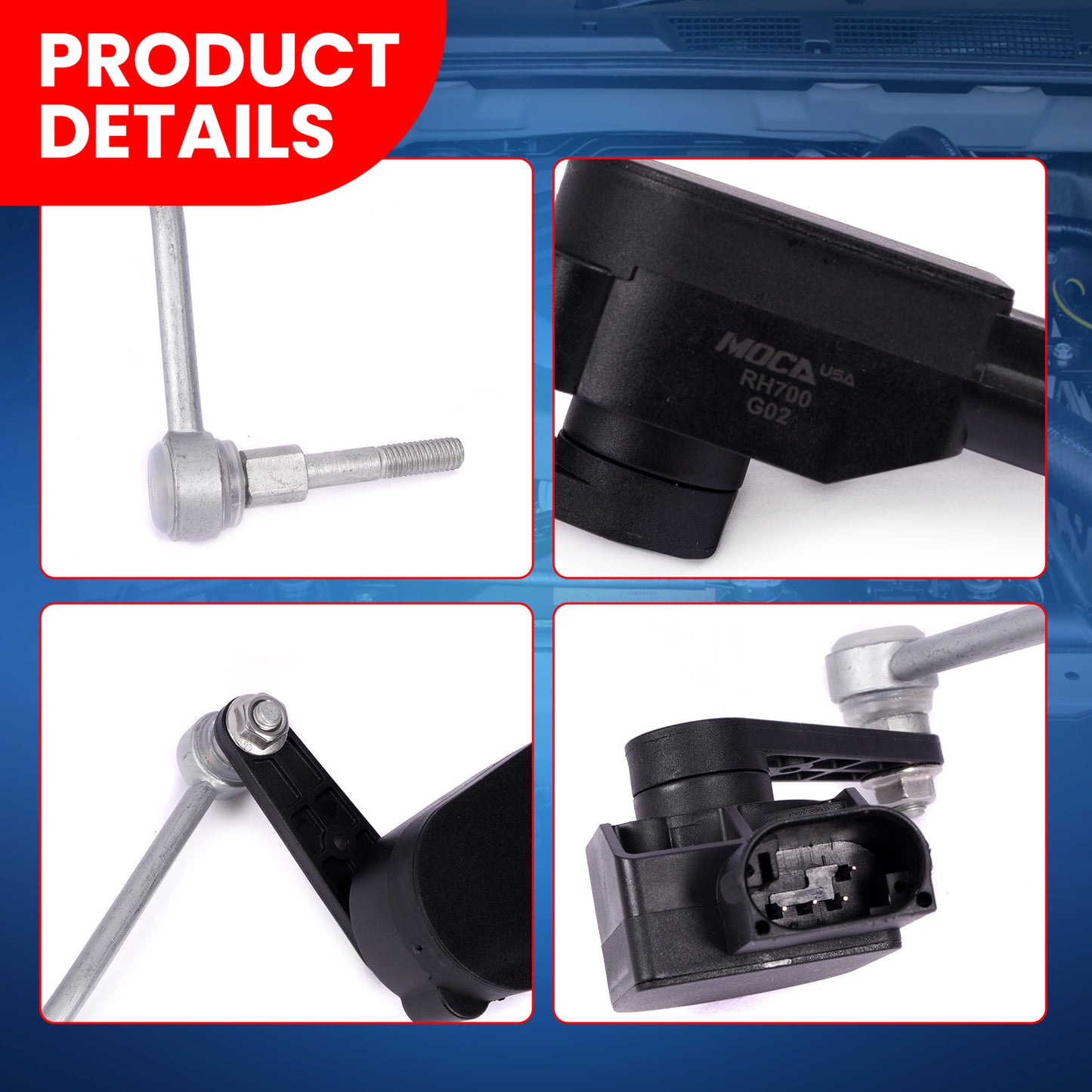 MOCA V10-72-0070 Front Left Ride Leveling Height Sensor Fit for 2006-2013 Bentley Continental & 2004-2010 Audi A8 Quattro & 2007-2010 Audi S8