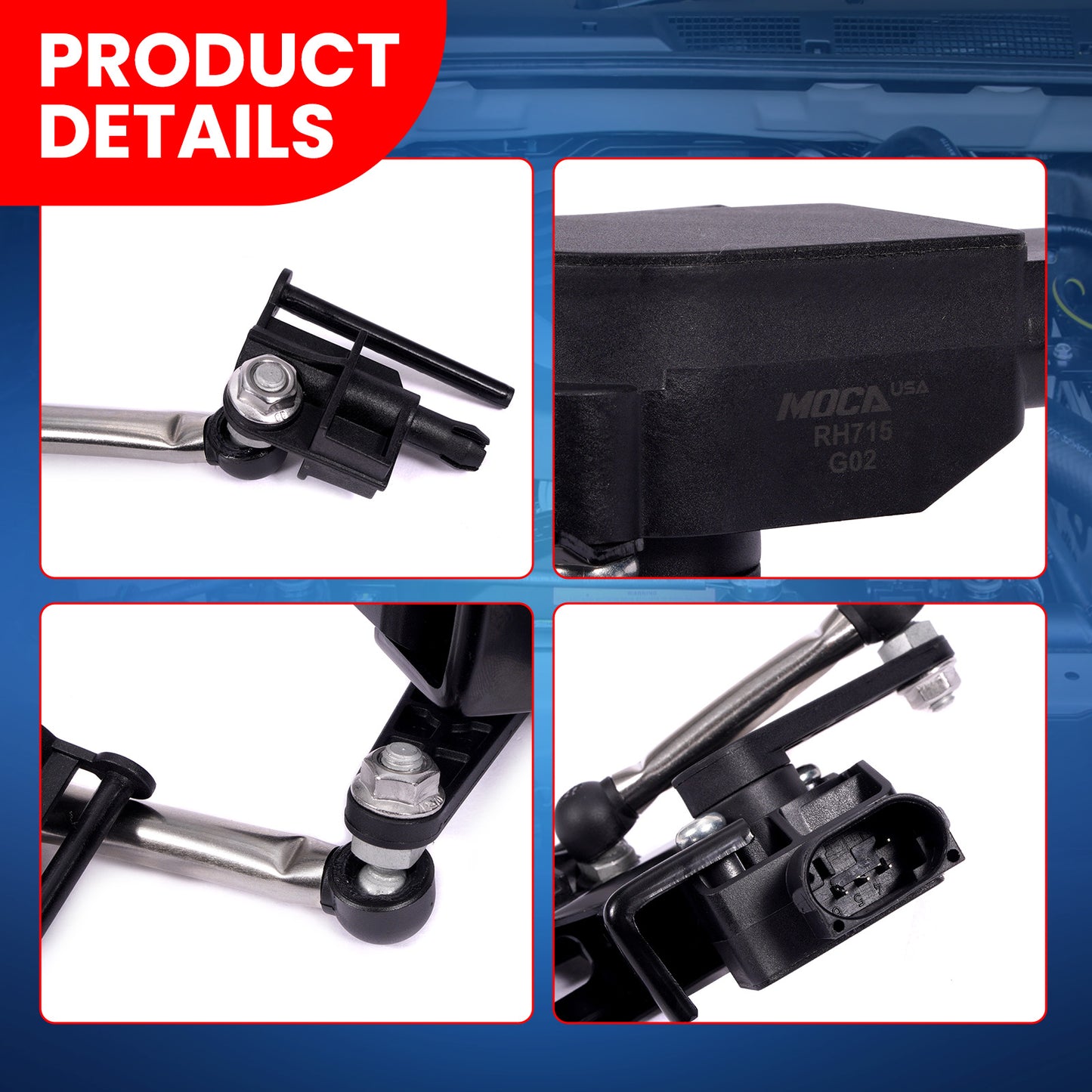 MOCA 97034302103 Front Left Ride Leveling Height Sensor Fit for 2010-2016 Porsche Panamera