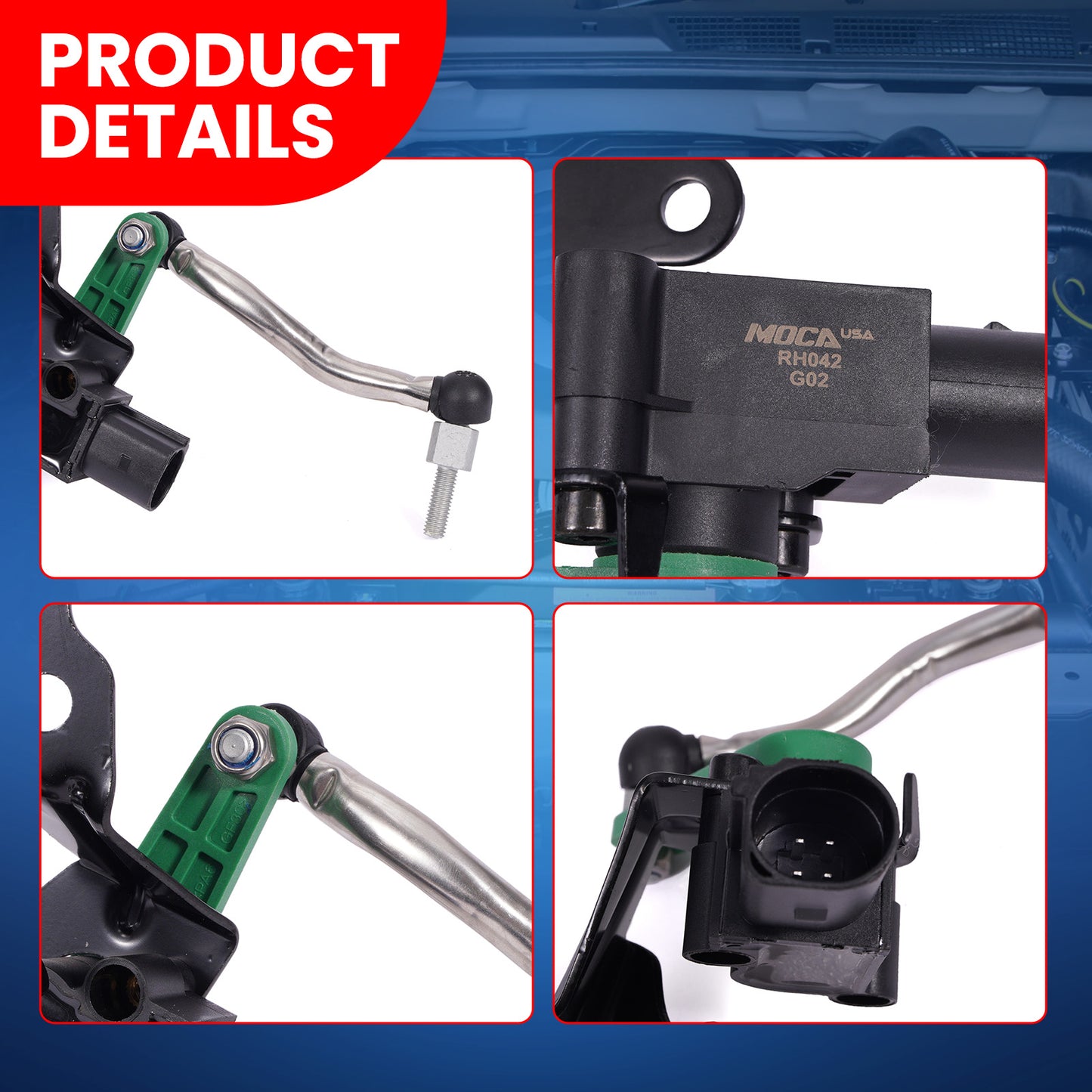 MOCA RH5042 Front Right Ride Leveling Height Sensor Fit for 2010-2017 Audi A5 Quattro 2.0L & 2010-2017 Audi S5 3.0L & 2009-2016 Audi A4 A4 Quattro 2.0L