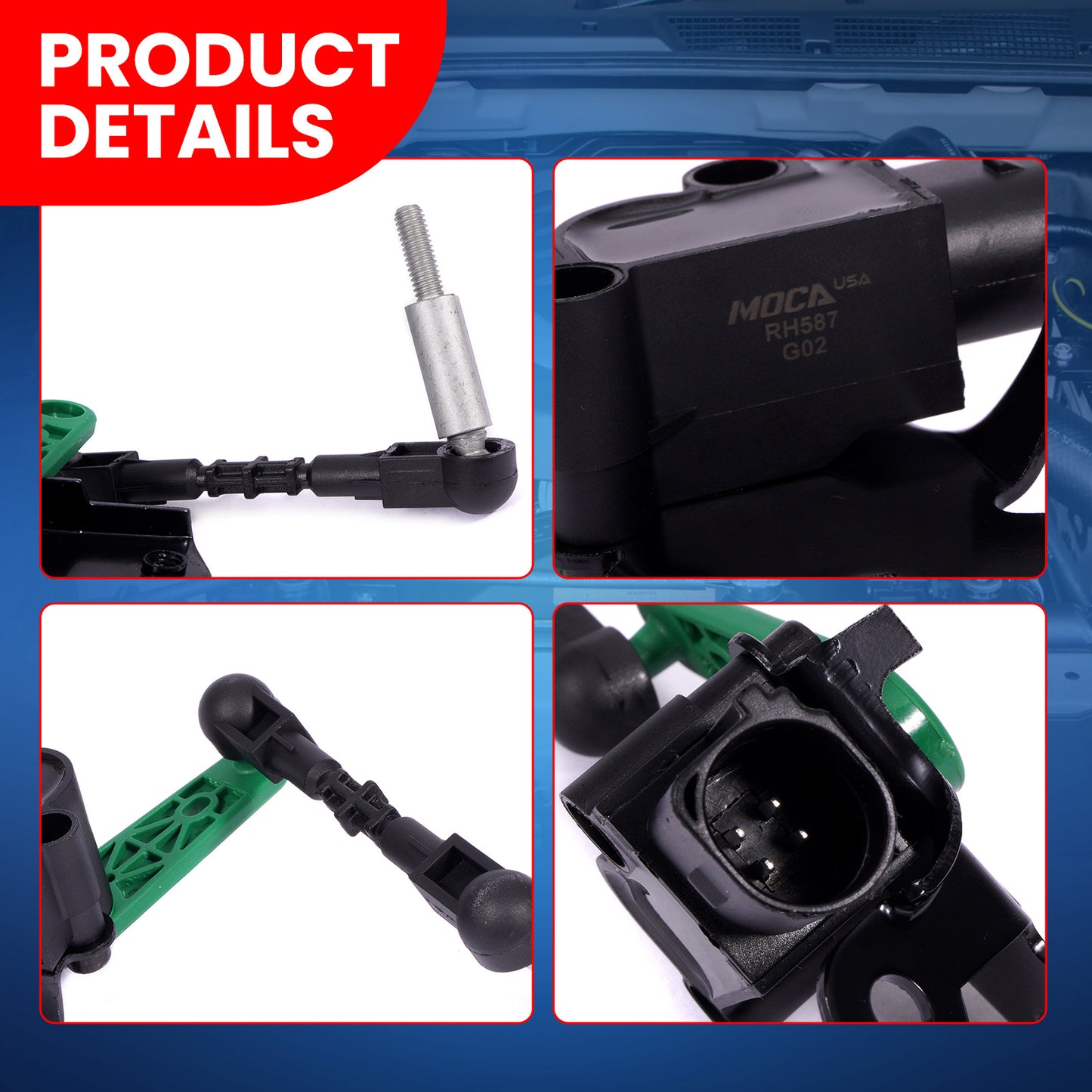 MOCA V10-72-0058 Front Right Ride Leveling Height Sensor Fit for 2011-2018 Audi A8 Quattro & 2012-2018 Audi A7 Quattro & 2012-2018 Audi A6