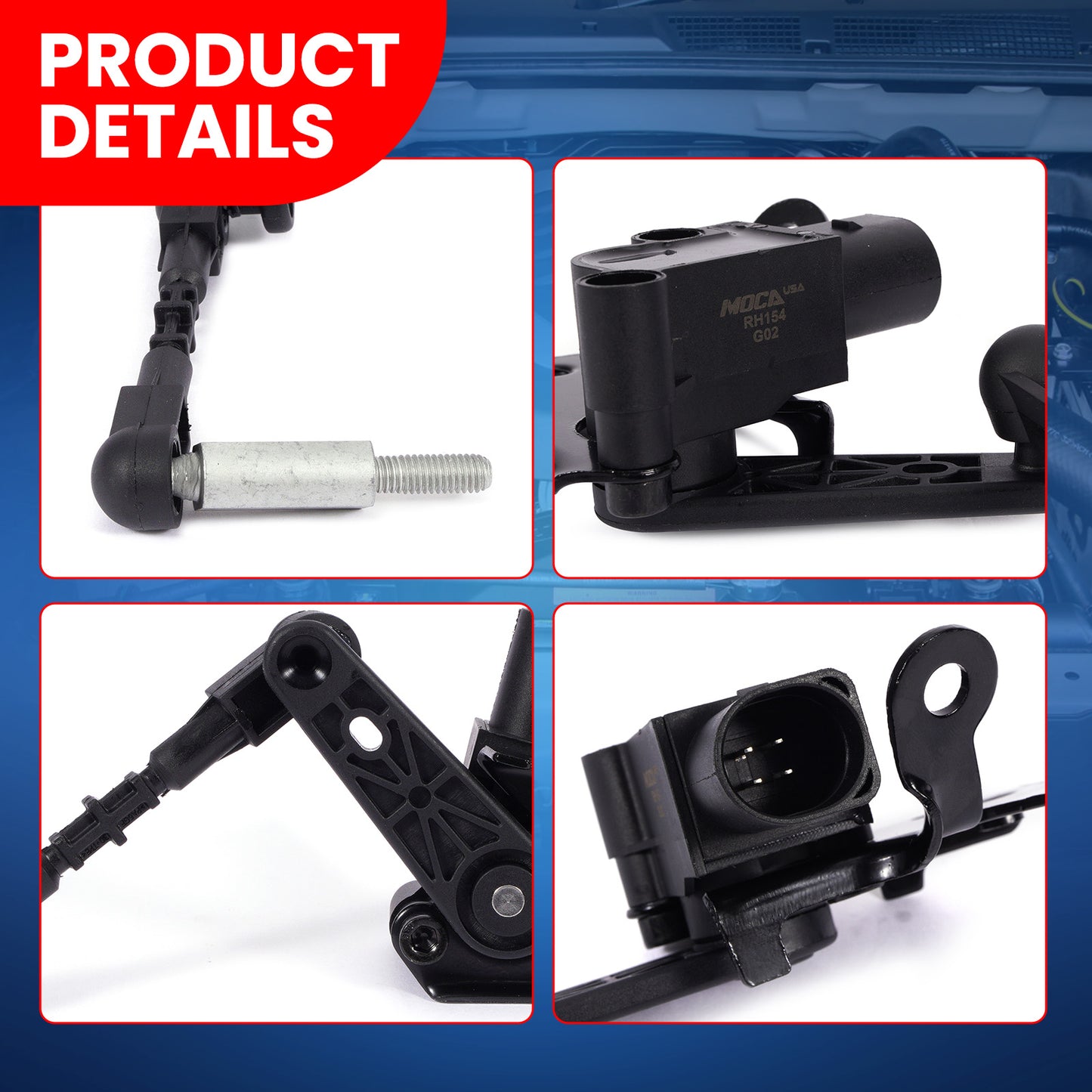 MOCA V10-72-0154 Front Left Ride Height Level Sensor Fit for 2012-2018 Audi A6 2.0L & 2012-2018 Audi A6 A7 Quattro 3.0L