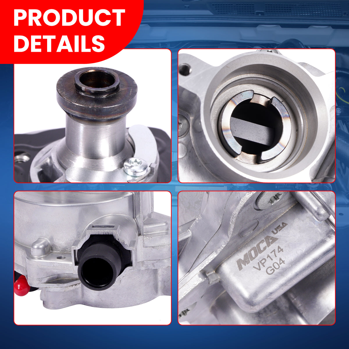 Bomba de vacío MOCA VCP174 compatible con BMW X3 X6 3.0L (2011-2014), BMW 640i 3.0L (2012-2014) y BMW 535i GT 3.0L (2010-2013)