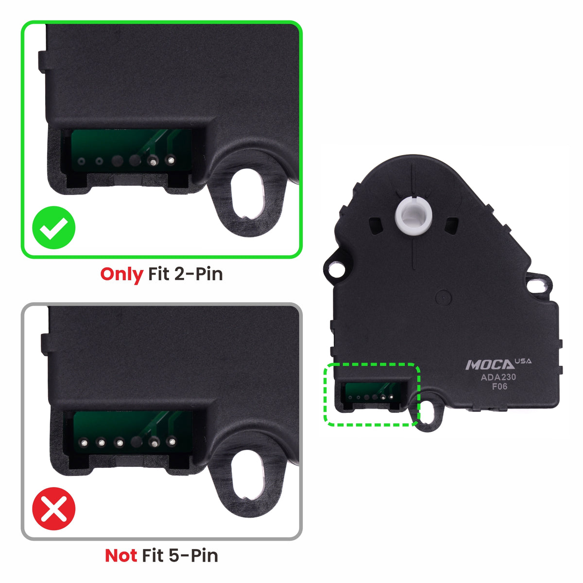MOCA 604-230 HVAC Heater Air Blend Door Actuator Fit for 2010-2012 Ford Fusion & 2010-2012 Lincoln MKZ & 2010-2011 Mercury Milan Only fit 2-Pin, Not fit 5-Pin