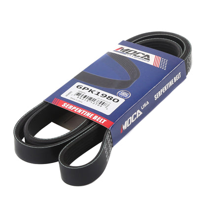 MOCA Serpentine Belt 6PK1980 for 2003-2004 Cadillac CTS 3.2L & 2016-2017 Land Rover Range Rover 3.0L & 2011 Buick Regal 2.0L 2.4L