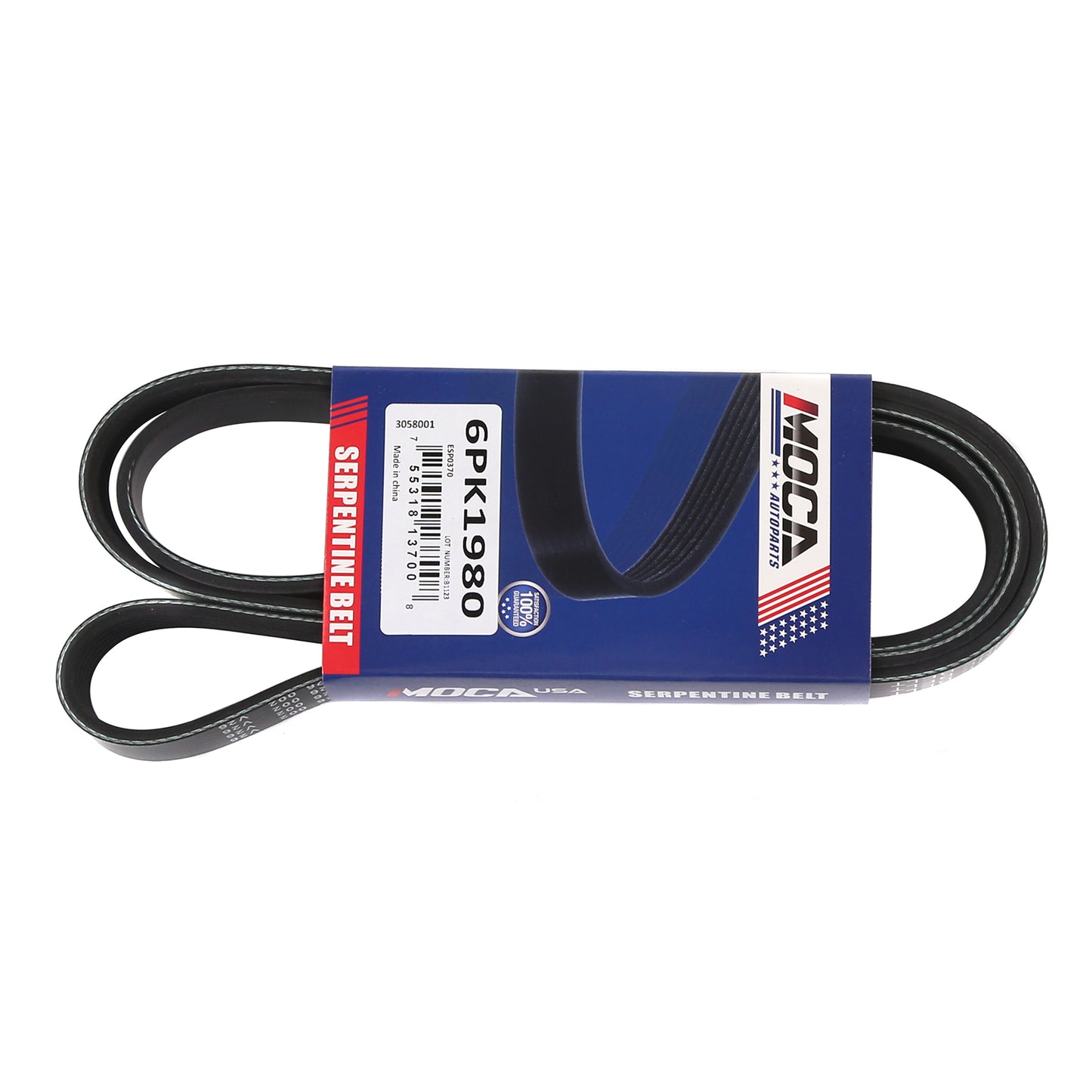 MOCA Serpentine Belt 6PK1980 for 2003-2004 Cadillac CTS 3.2L & 2016-2017 Land Rover Range Rover 3.0L & 2011 Buick Regal 2.0L 2.4L