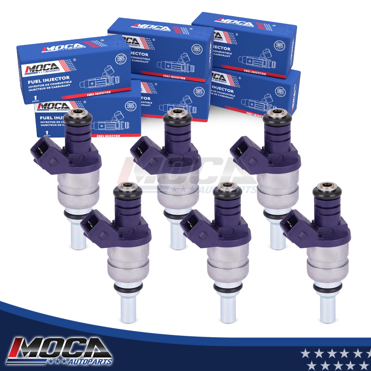 Inyectores de combustible MOCA 6x FJ663 compatibles con BMW 330Ci, 330i, 330xi (2001-2004) y BMW X5 3.0L (2001-2006)
