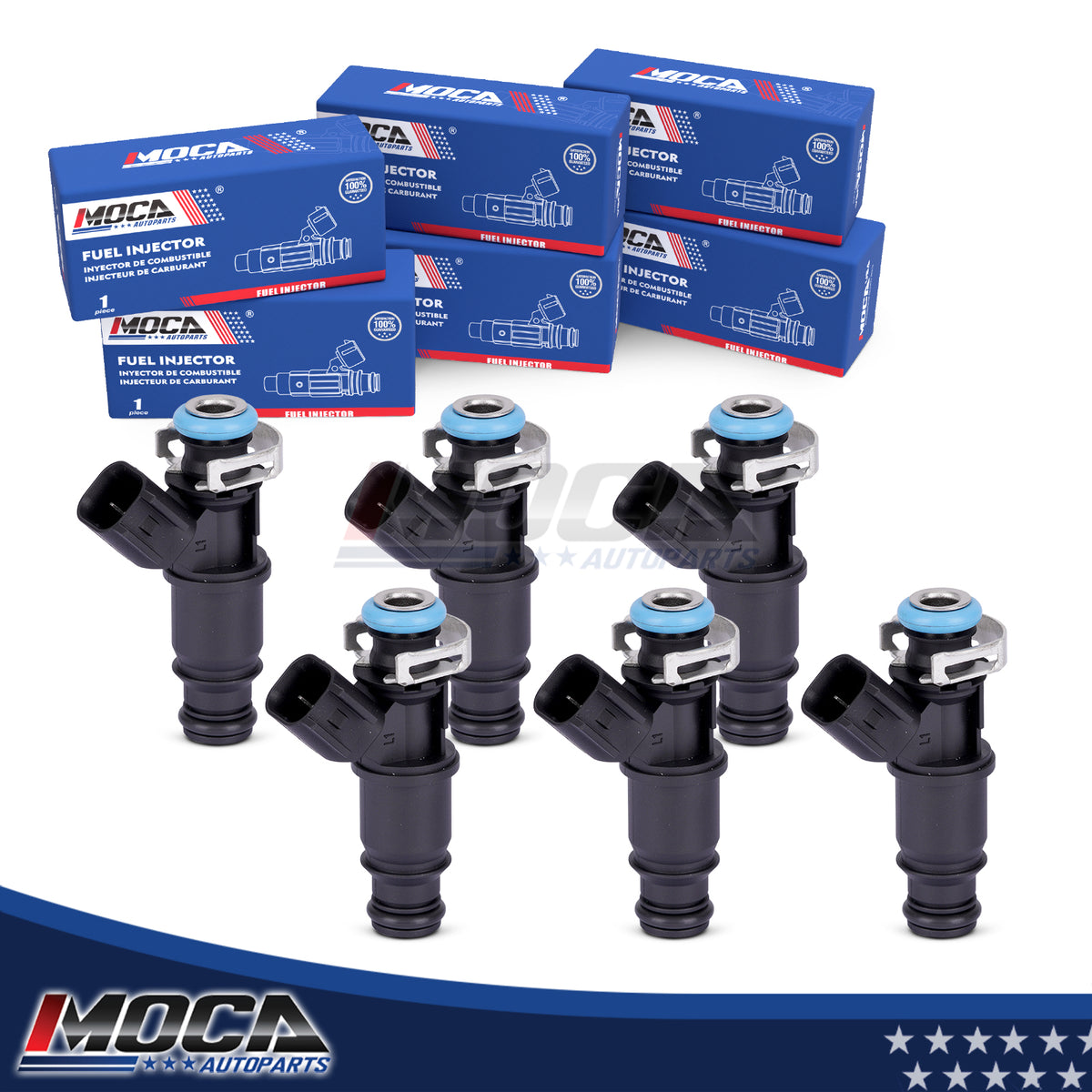 Inyectores de combustible MOCA 6x FJ706 compatibles con Buick Allure 3.8L (2005-2009), Buick LaCrosse 3.8L (2005-2009) y Pontiac Grand Prix 3.8L (2004-2008)