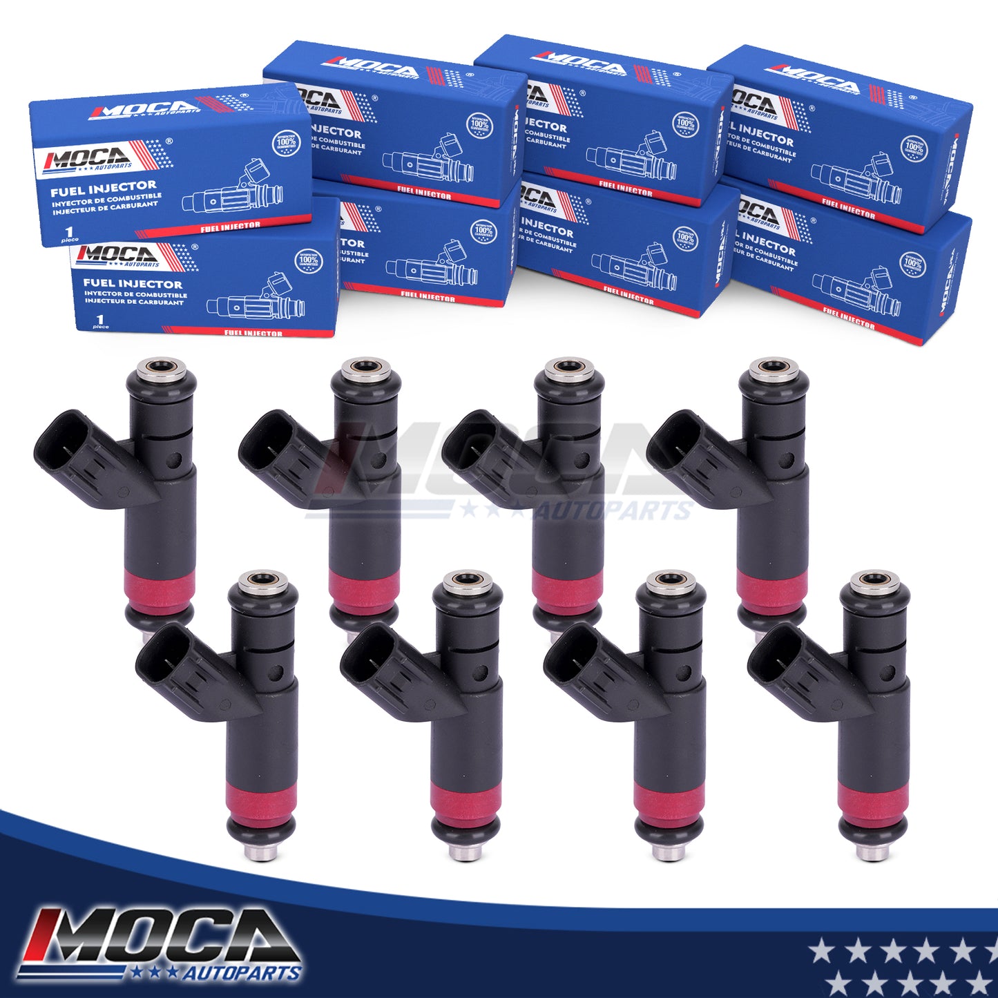 Inyectores de combustible MOCA 8x FJ482 compatibles con Dodge Durango 5.7L (2004-2009) y Dodge Ram 1500, 2500 y 3500 (2004-2008) (5.7L)