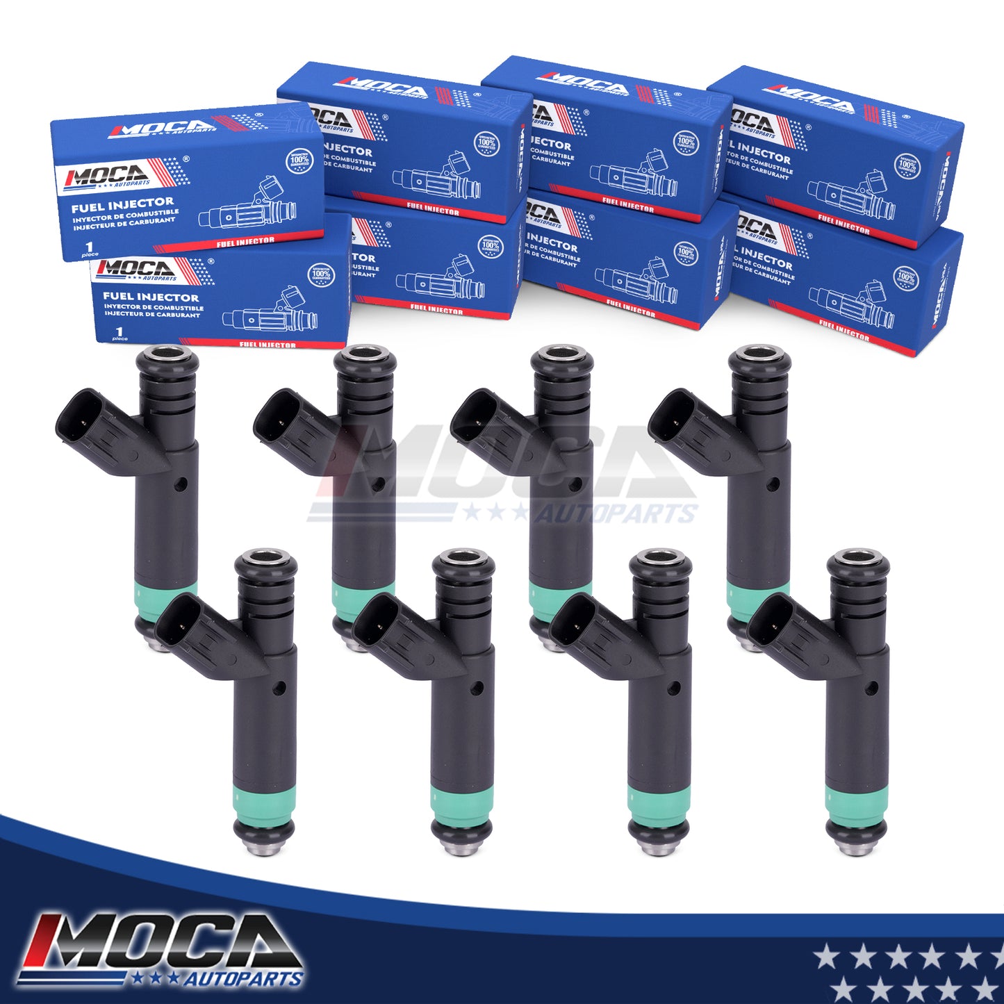 Inyectores de combustible MOCA 8x FJ475 compatibles con Dodge Dakota Durango 4.7L (2001-2007) y Jeep Grand Cherokee 4.7L (2001-2007)