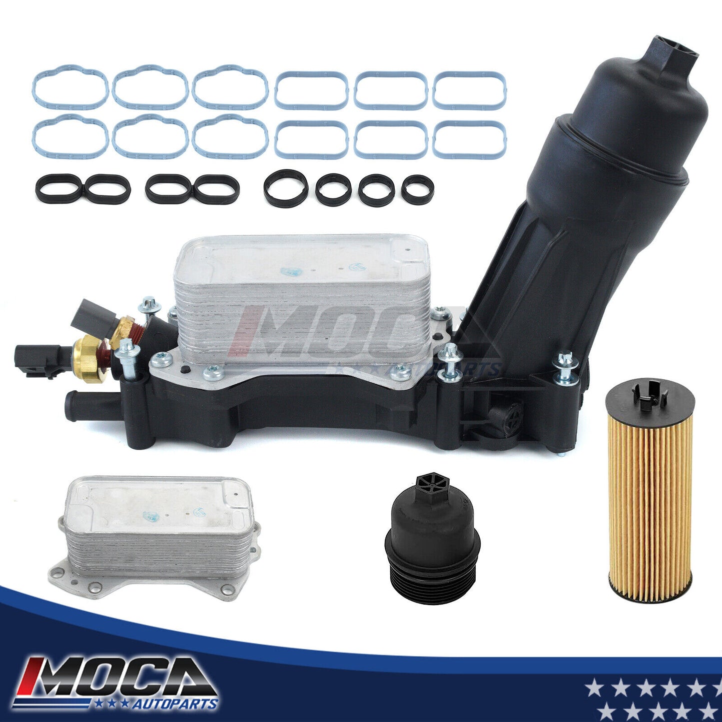 Carcasa del filtro del enfriador de aceite MOCA compatible con Chrysler 300 V6 3.6L 2014-2019 y Dodge Challenger V6 3.6L 2014-2018 y Jeep Wrangler V6 3.6L 2014-2017