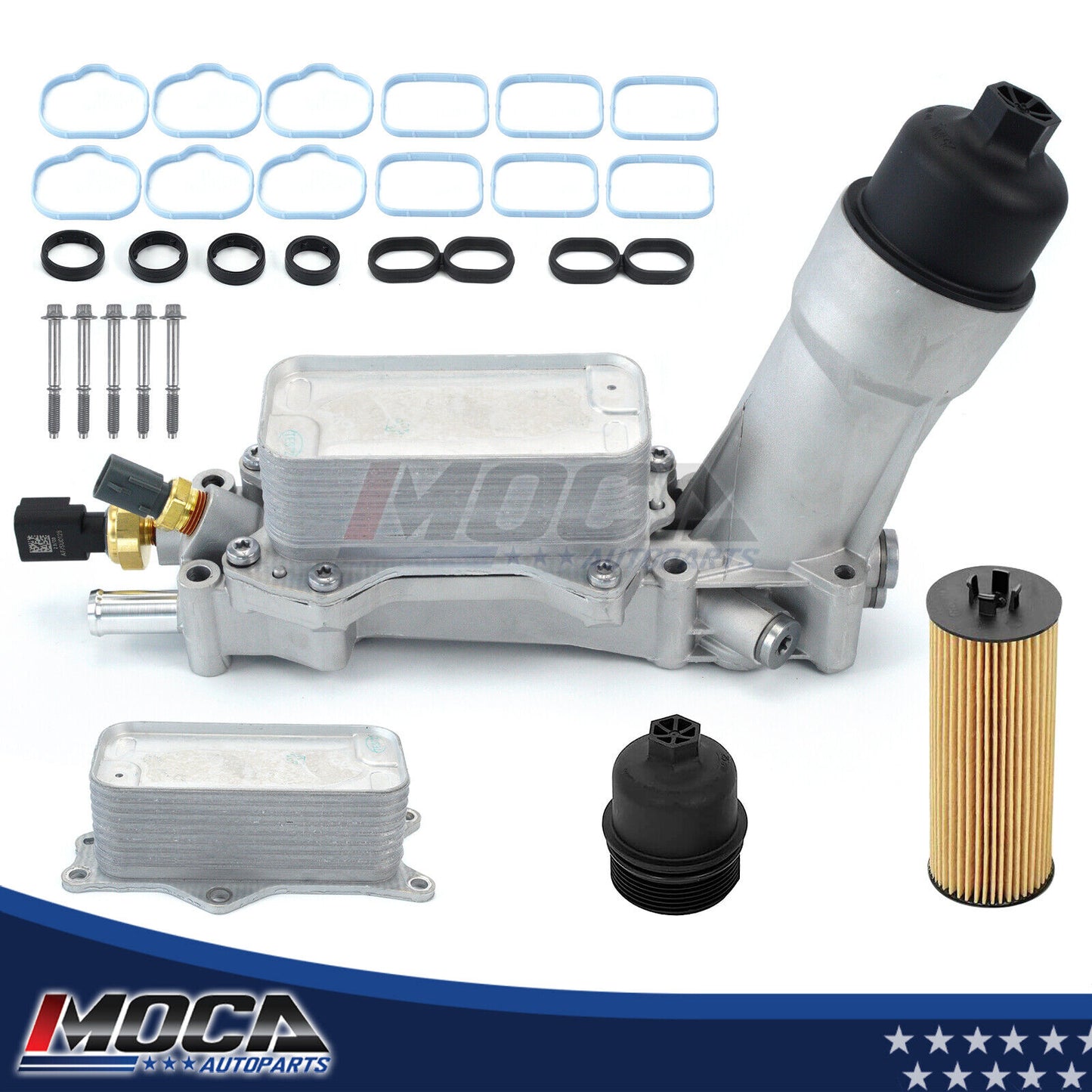 Carcasa metálica para filtro de enfriador de aceite MOCA, compatible con Chrysler 300 V6 3.6L (2014-2019), Dodge Challenger V6 3.6L (2014-2018) y Ram 1500 V6 3.6L (2014-2017)