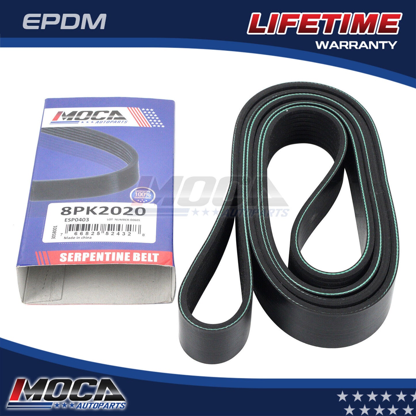 MOCA 8PK2020 EPDM Serpentine Belt Fits for 1997-2001 Ford F-150 4.6L 5.4L & 2004 Ford F-150 Heritage 4.6L & 1997-1999 Ford F-250 4.6L 5.4L