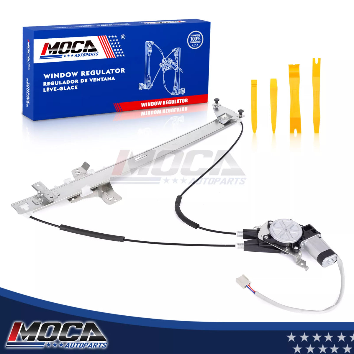 Elevalunas eléctrico delantero derecho MOCA con motor compatible con Ford E-150 (2003-2014), Ford E-350 Super Duty (1999-2021) y Ford Econoline Wagon (1999-2002)
