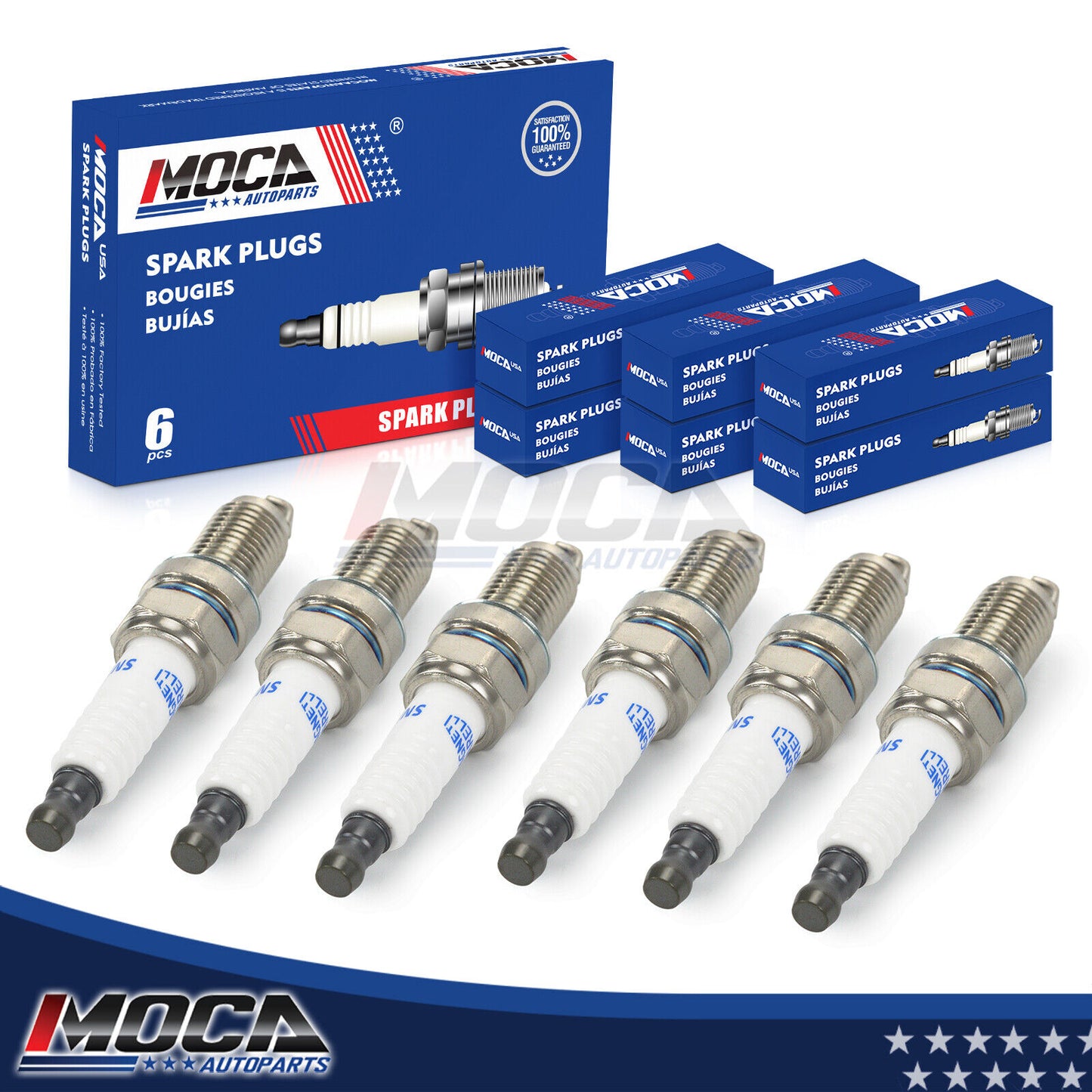 Bujías MOCA (6 unidades) compatibles con BMW Z4 3.2L (2006-2008), BMW M3 3.2L (2001-2006), BMW Z3 3.2L (2001-2003) y Lamborghini Diablo 5.7L (1990)