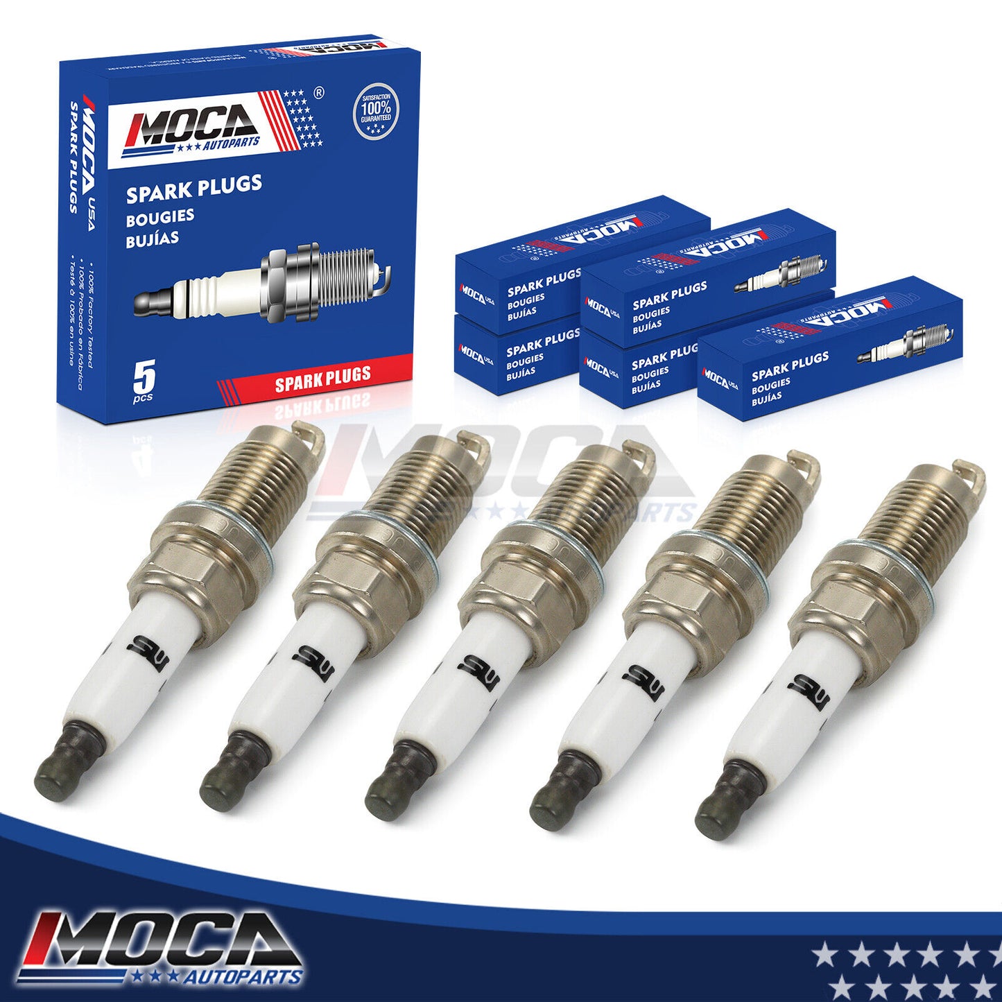 Bujías MOCA (5 unidades) compatibles con Volkswagen Beetle 2.5L (2009-2014) y Volkswagen Passat 2.5L (2012-2014)