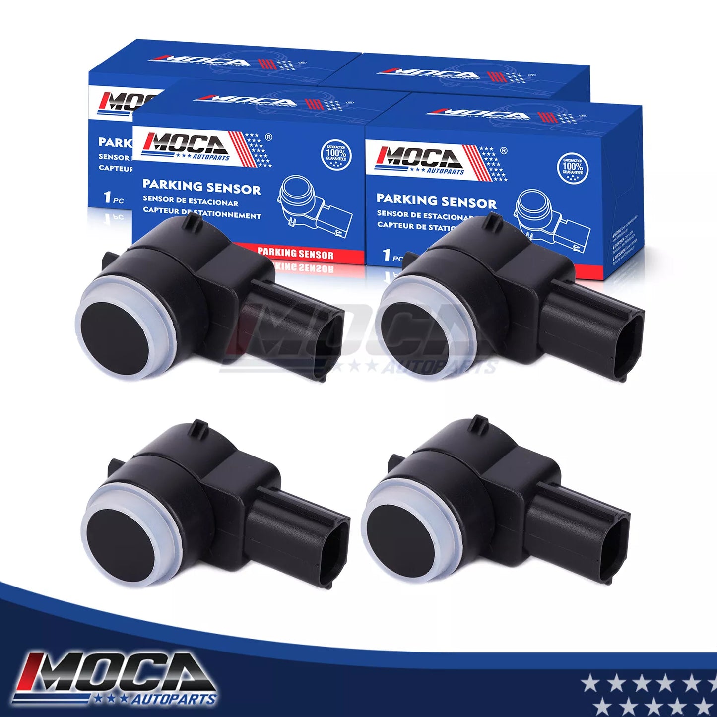 Sensor de asistencia de estacionamiento trasero MOCA de 4 piezas compatible con Buick Enclave 2008-2017, Chevrolet Suburban 1500 2007-2014 y Saturn Outlook 2007-2010