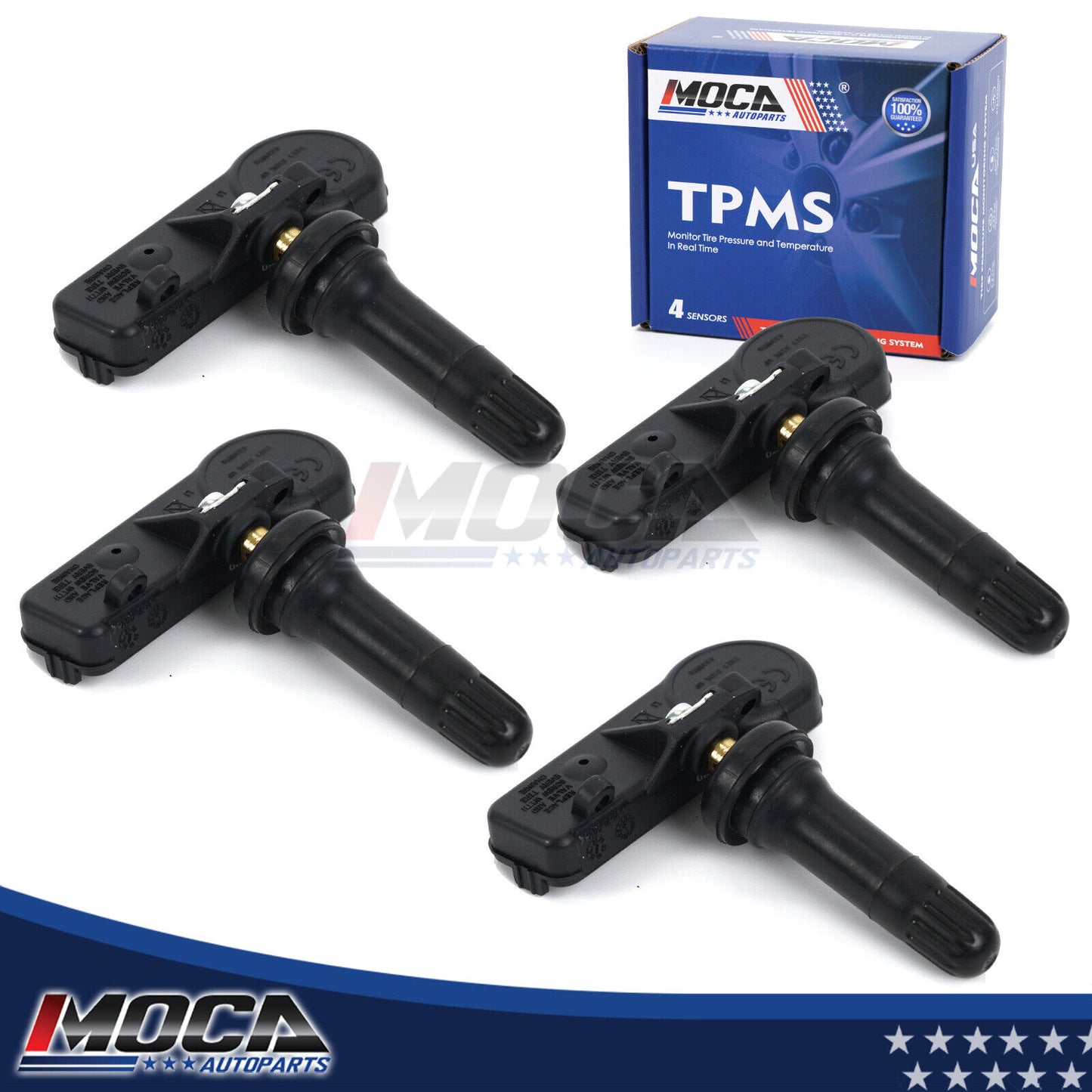 Sensor de presión de neumáticos MOCA TPMS de 4 piezas, 433 MHz, compatible con Chrysler 300 3.6L (2015-2020) y Jeep Wrangler Rubicon 3.6L (2013-2015 y 2017)