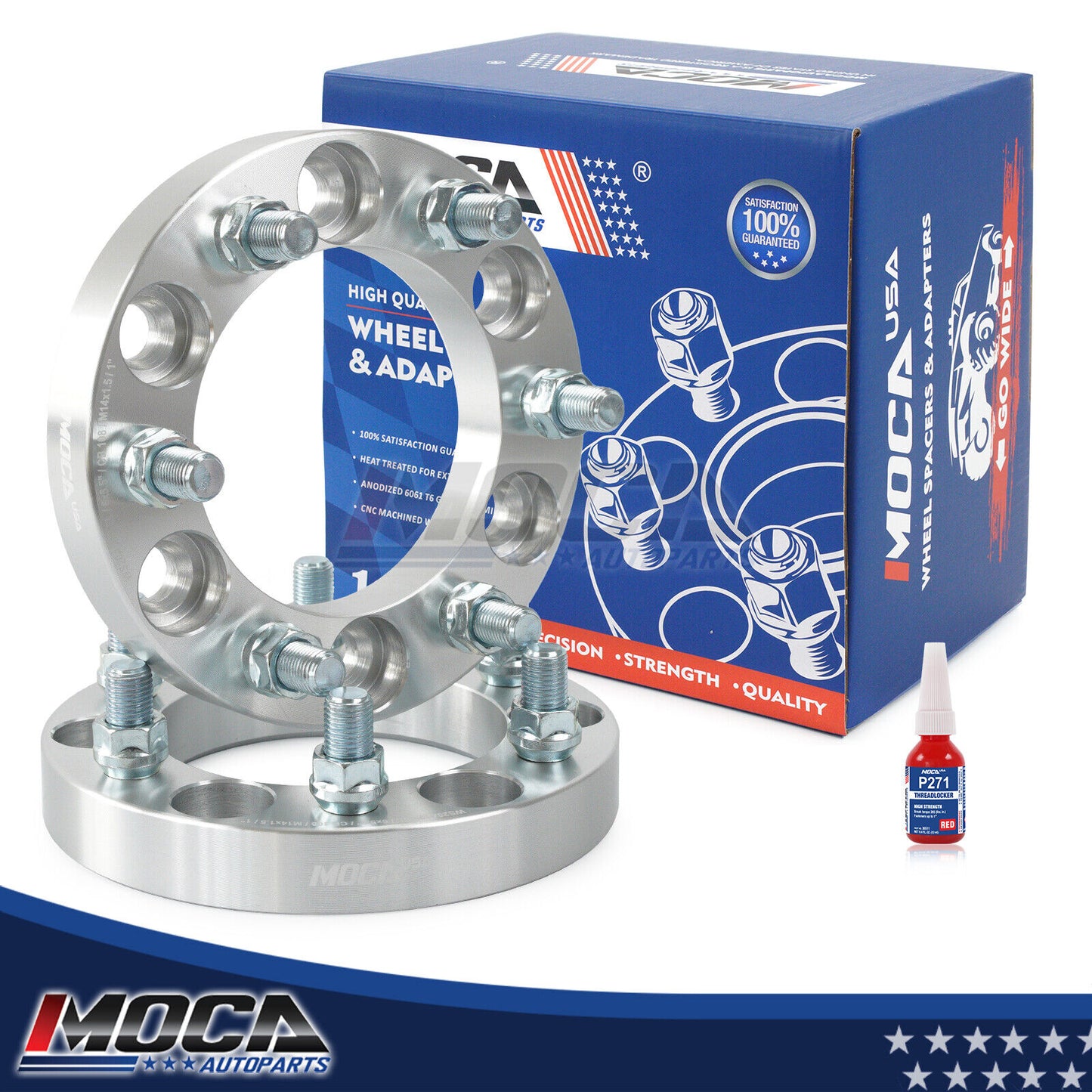 Espaciadores de rueda MOCA de 1 pulgada (2 unidades), adaptadores 6x5,5, pernos 14x1,5 para Cadillac Escalade (1999-2000 y 2002-2014), Chevrolet Silverado 1500 (1999-2014) y GMC Yukon (1996-2014)