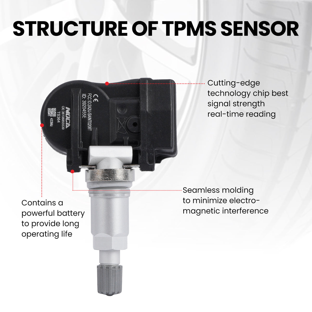 MOCA Tire Pressure Monitoring System TPMS Sensors - TS364