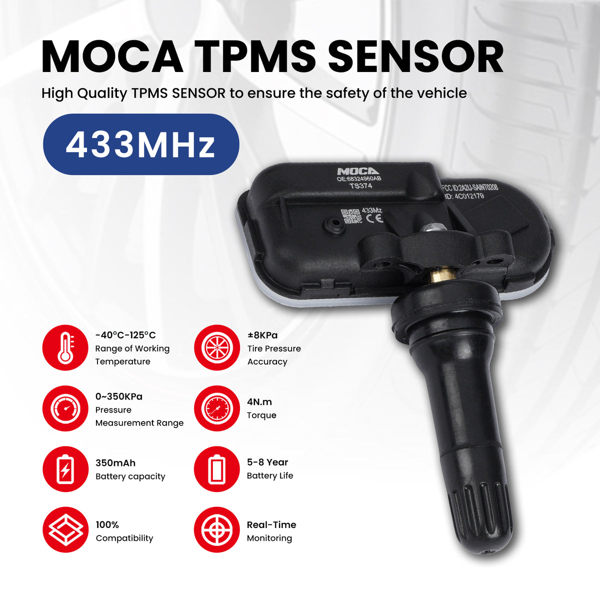 MOCA Tire Pressure Monitoring System TPMS Sensors - TS374
