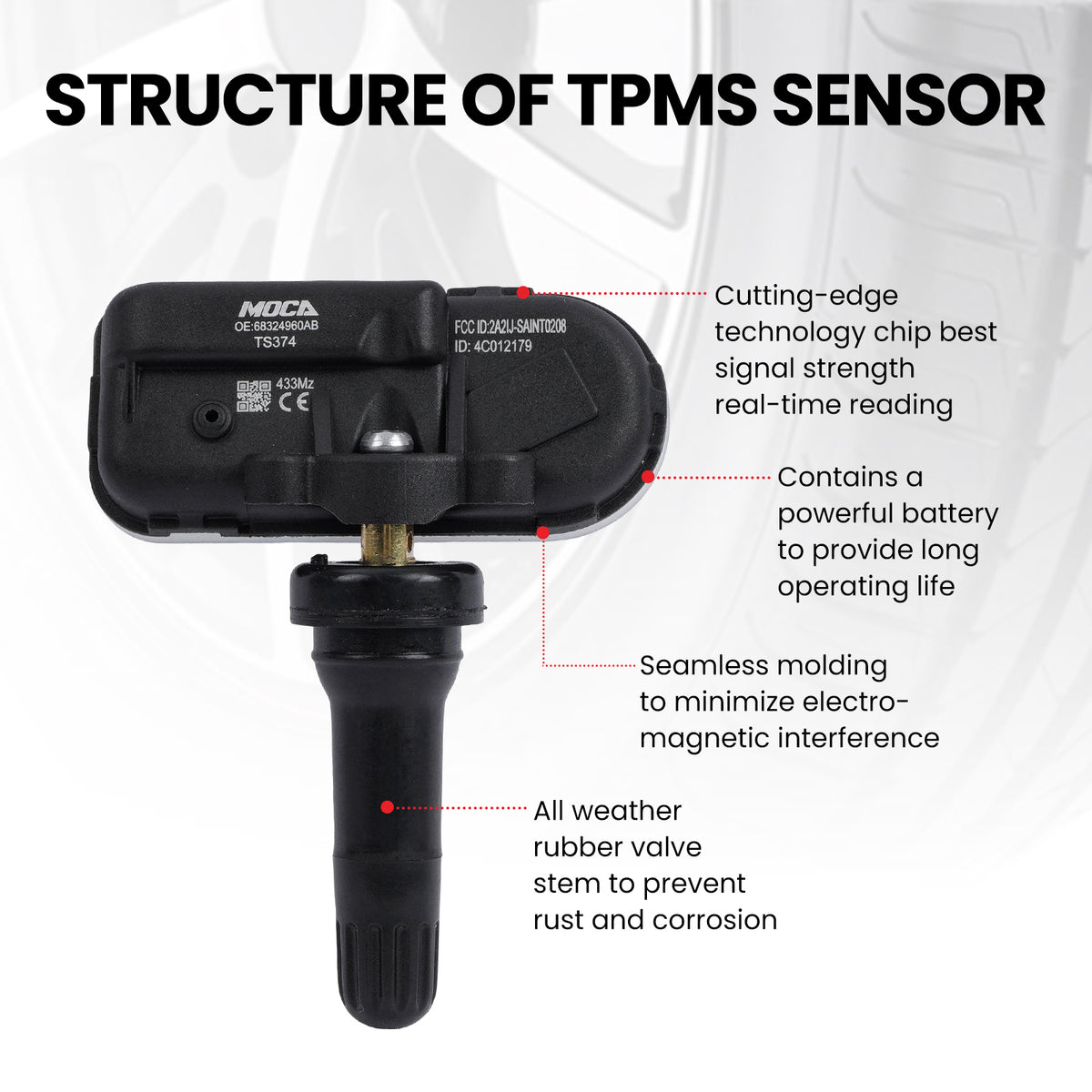 MOCA Tire Pressure Monitoring System TPMS Sensors - TS374