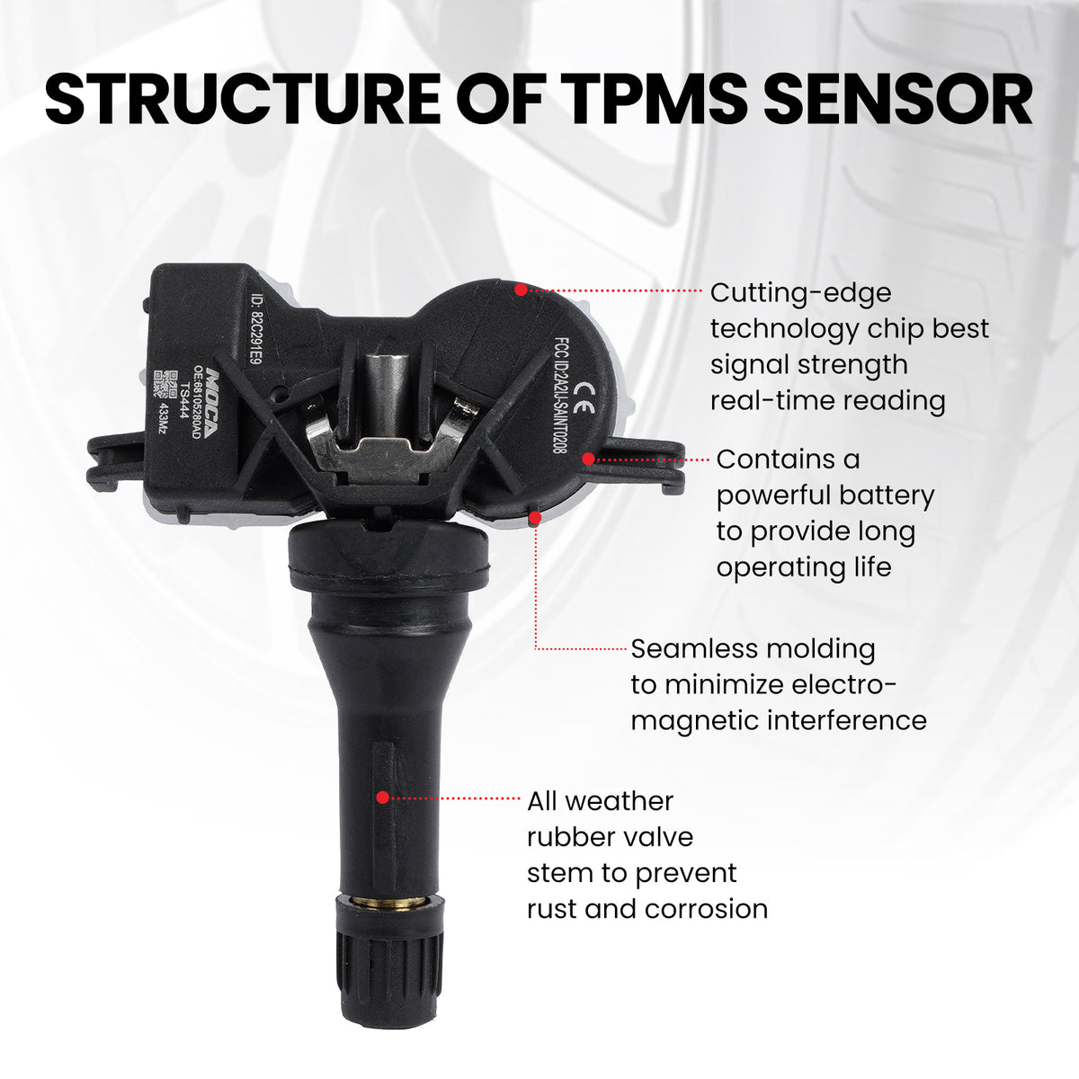 MOCA Tire Pressure Monitoring System TPMS Sensors - TS444
