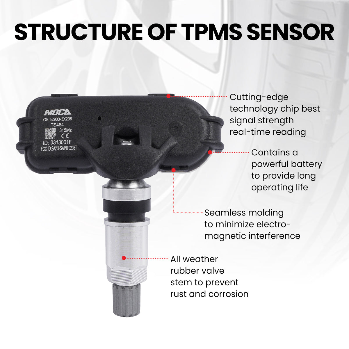 MOCA Tire Pressure Monitoring System TPMS Sensors - TS484