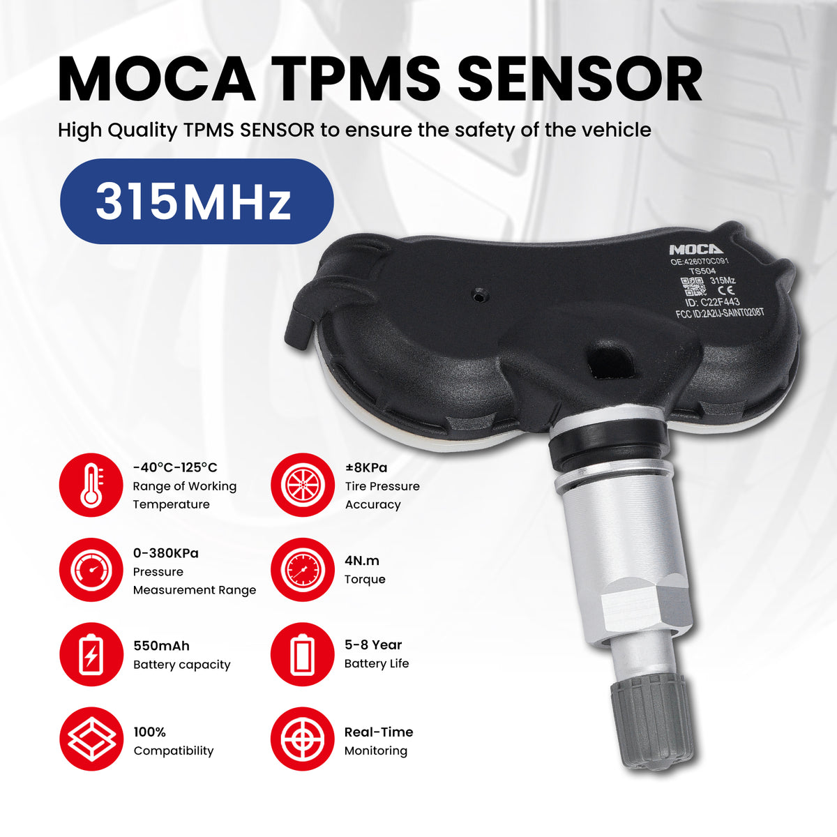 MOCA Tire Pressure Monitoring System TPMS Sensors - TS504