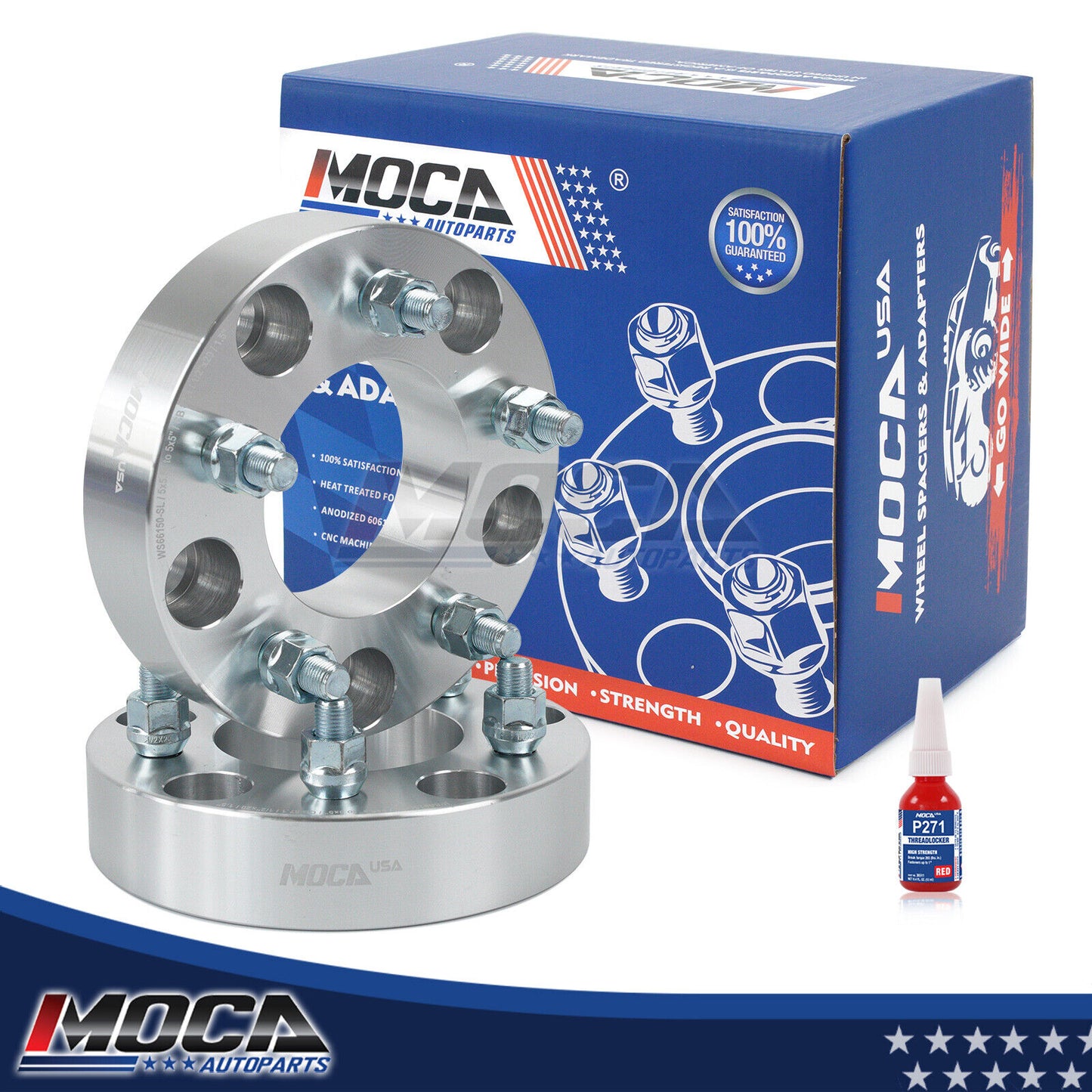 Espaciadores de rueda MOCA de 1,5" (2 unidades, 5 x 5,5 a 5 x 5) para Dodge Ramcharger (1974-1994), Ford F-150 (1975-1996) y Jeep CJ5 (1959-1983)