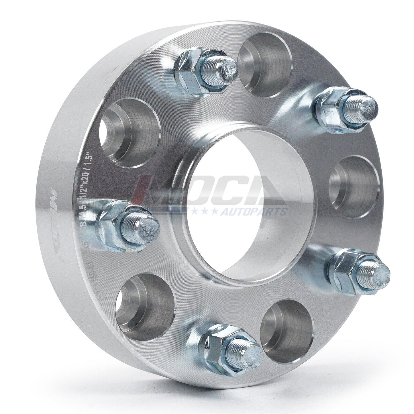 Espaciadores de rueda MOCA de 5x5 a 5x5 para Jeep Grand Cherokee WJ WK 4WD/2WD (1999-2010), Commander XK 4WD/2WD (2005-2010) y Wrangler JK 4WD (2007-2018). Rosca de 38 mm, 1/2" x 20, 4 unidades, color plateado.