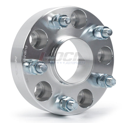 Espaciadores de rueda MOCA de 5x5 a 5x5 para Jeep Grand Cherokee WJ WK 4WD/2WD (1999-2010), Commander XK 4WD/2WD (2005-2010) y Wrangler JK 4WD (2007-2018). Rosca de 38 mm, 1/2" x 20, 4 unidades, color plateado.