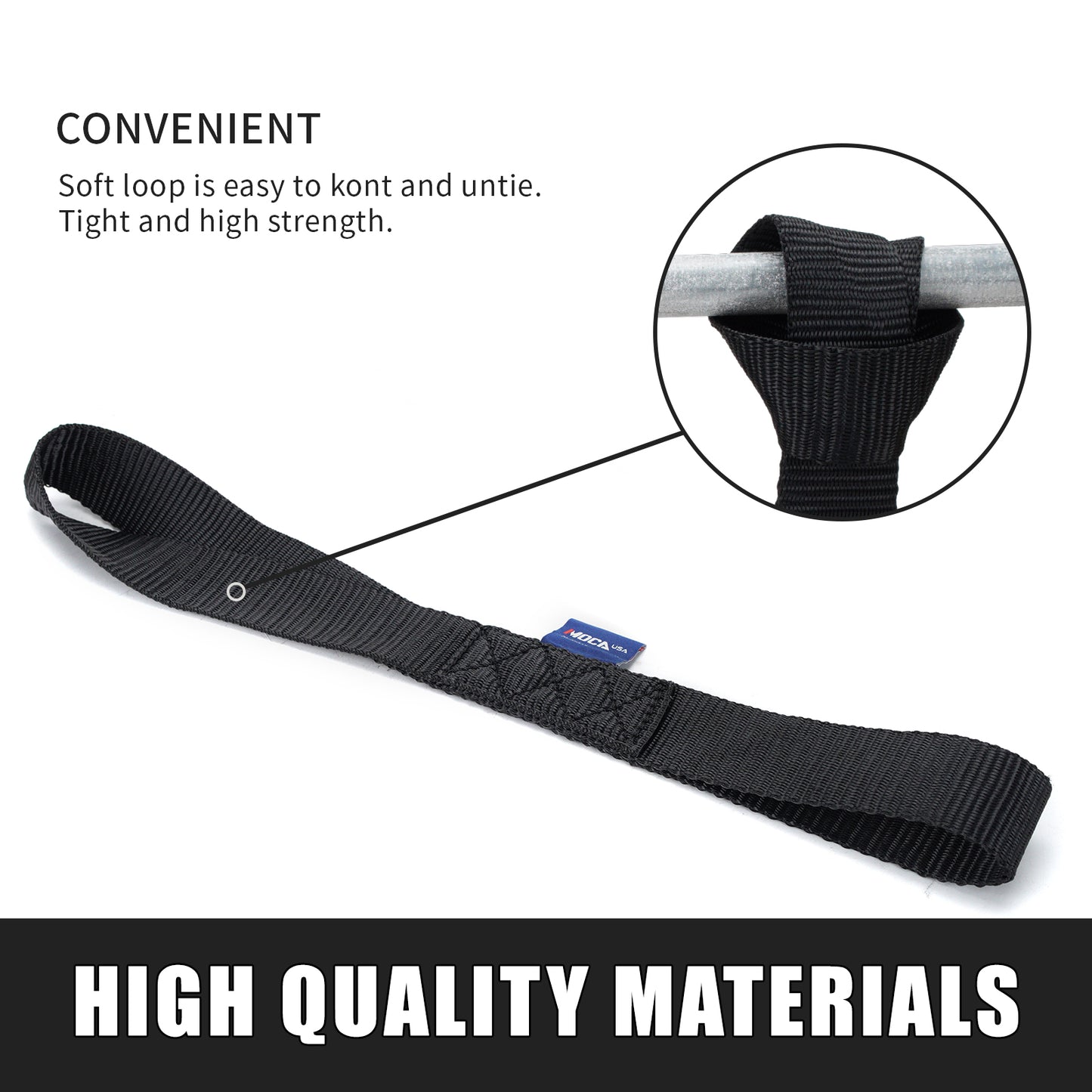 MOCA 4-Pack Soft Loop Tie Down Straps 10643 Lbs Breaking Strength 1.6 x 17 inches, Heavy Duty Tie Down Loops for ATV, UTV, RTV, Dirt Bike, Quad, Motorcycle, Scooter, Jet Ski, Canoe, Boat