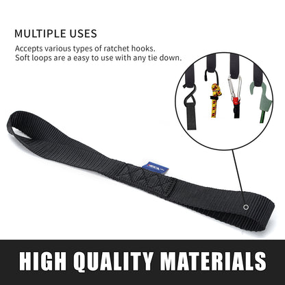 MOCA - Paquete de 6 correas de amarre de bucle suave (10643 lb, resistencia a la rotura, 1,6 x 17 pulgadas), resistentes para ATV, UTV, RTV, motos de cross, cuatriciclos, motocicletas, scooters, motos acuáticas, canoas y embarcaciones