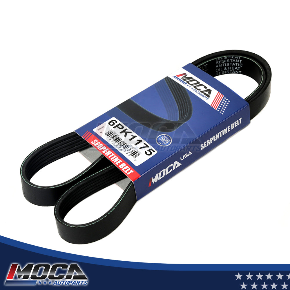 Correa serpentina compatible con Acura, Honda, Mini, Nissan 1.6L-5.0L 98-08, 6PK1175 EPDM MOCA
