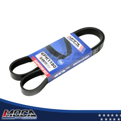Correa serpentina EPDM compatible con Volvo, Audi, Cadillac y Nissan de 2,0 l y 3,5 l (modelos 95-19) 6PK1180