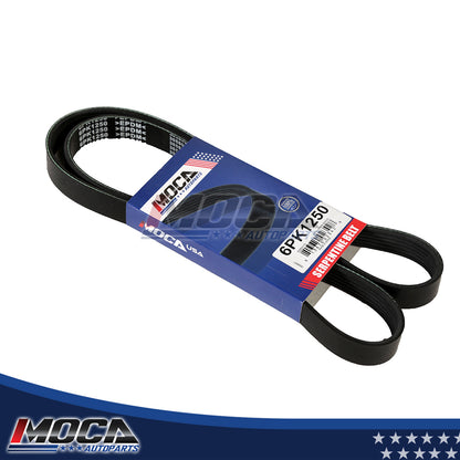 Correa serpentina 6PK1250 compatible con modelos Toyota Highlander, Venza, Chrysler, Sebring y Dodge (01-19)
