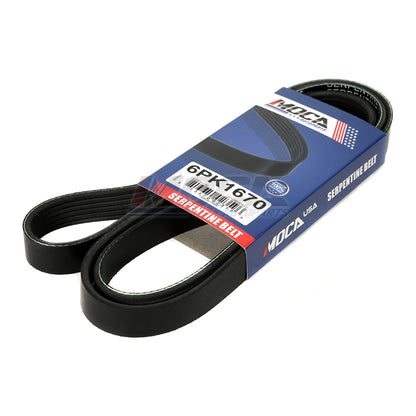 Correa serpentina EPDM 6PK1670 Compatible con Ford 6.0L 03-07 y Dodge Chrysler 3.6L-6.4L 14-19