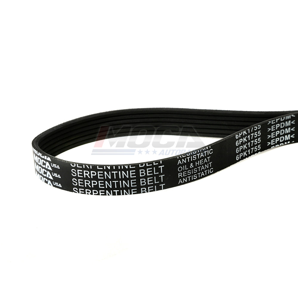 Correa serpentina 6PK1755 compatible con Chevrolet, GMC, Honda y Hyundai sin aire acondicionado, modelos de 2,8 y 3,5 l.
