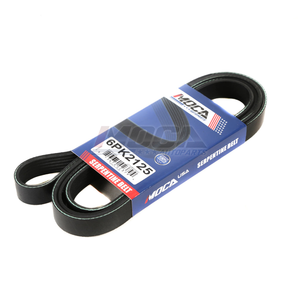 Correa serpentina 6PK2125 compatible con Mercedes-Benz, Cadillac, Kia y Hyundai de 2.0L a 4.6L de modelos 84-19