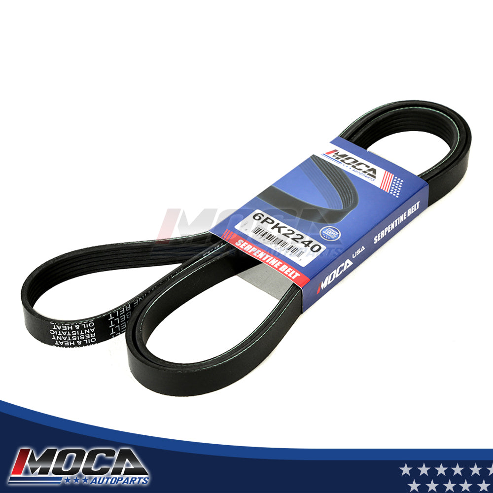 Correa serpentina 6PK2240 compatible con Chevrolet, Dodge, Ford, GMC, Jeep, Mazda y Toyota de 2.0L a 5.7L