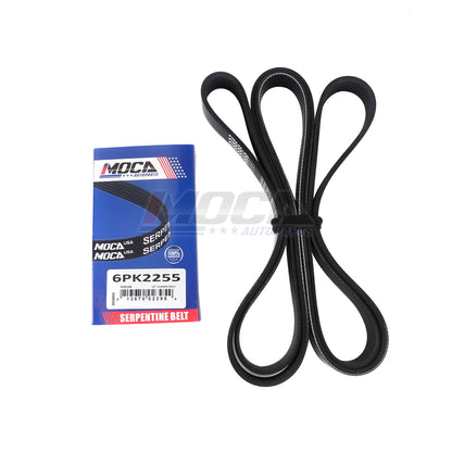Correa serpentina 6PK2255 compatible con Audi, Chevrolet, Dodge, Ford, Jeep, Buick, Ram, 2.6L-5.7L