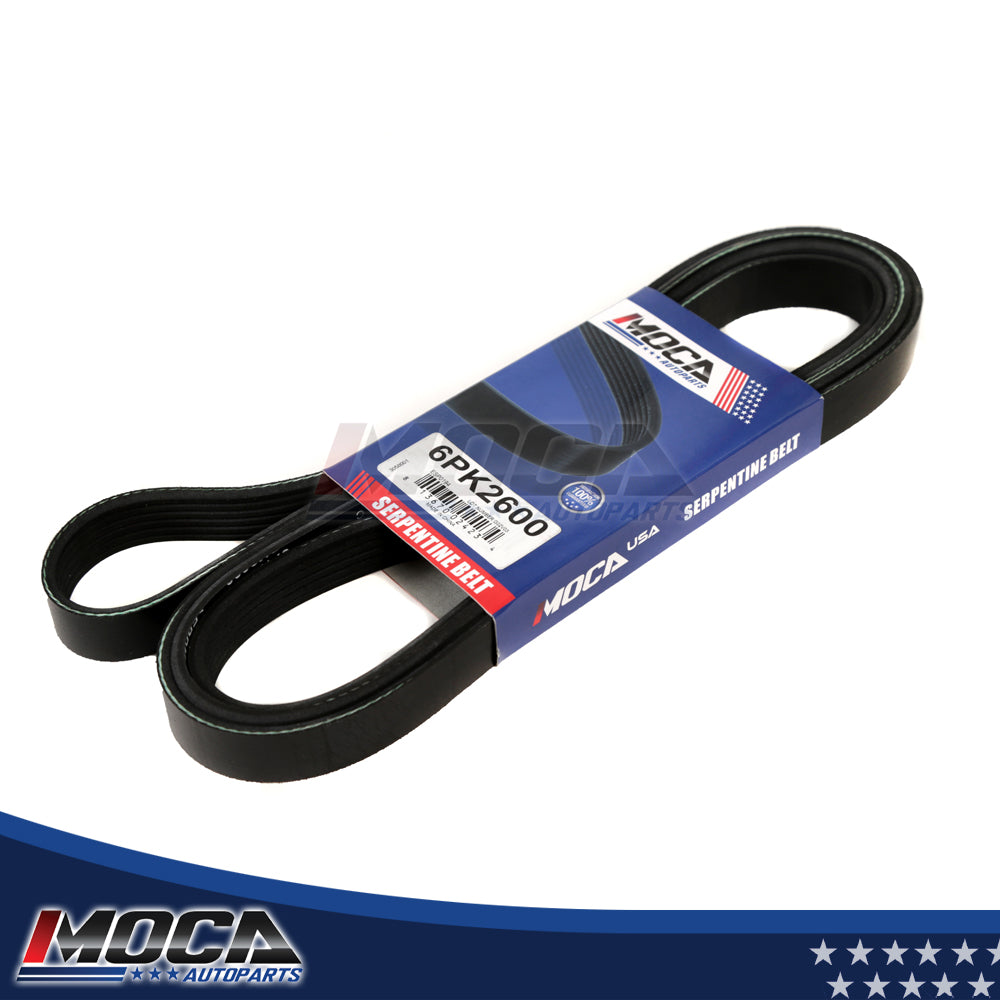 Correa serpentina 6PK2600 compatible con Chevrolet, GMC, Ford, Buick, Oldsmobile y Pontiac