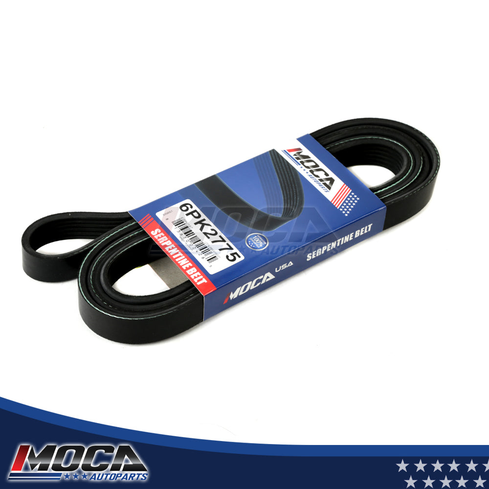 Correa serpentina compatible con Buick Chevrolet Lincoln 3.0, 3.5 y 3.9L 6PK2775 EPDM (modelos 06-07)
